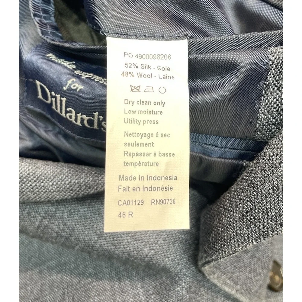 Ralph Lauren Silk Blazer Jacket 46R Wool Blue Plaid Single Breasted Vented EUC - Picture 14 of 14